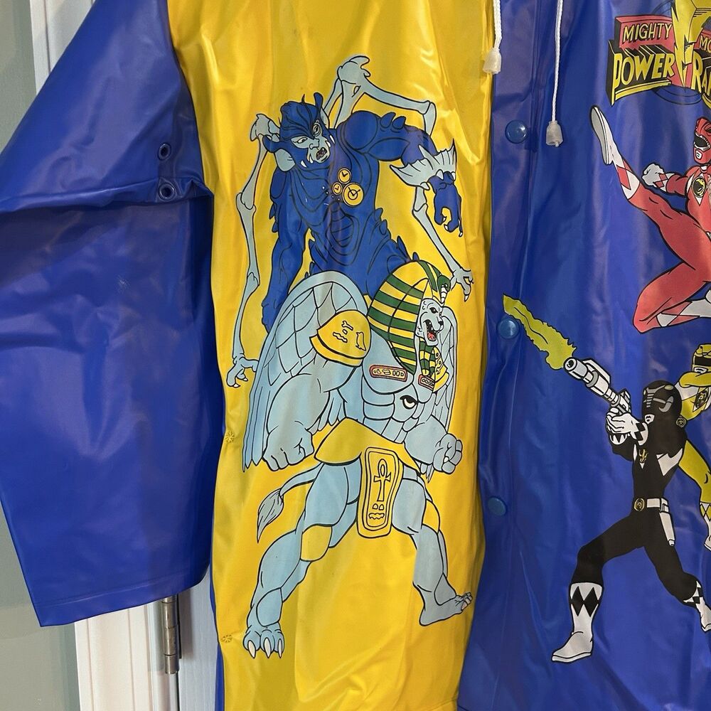 Vintage 1994 Mighty Morphin Power Rangers Kids Vinyl Raincoat Jacket Sz 6 Saban - Picture 4 of 13